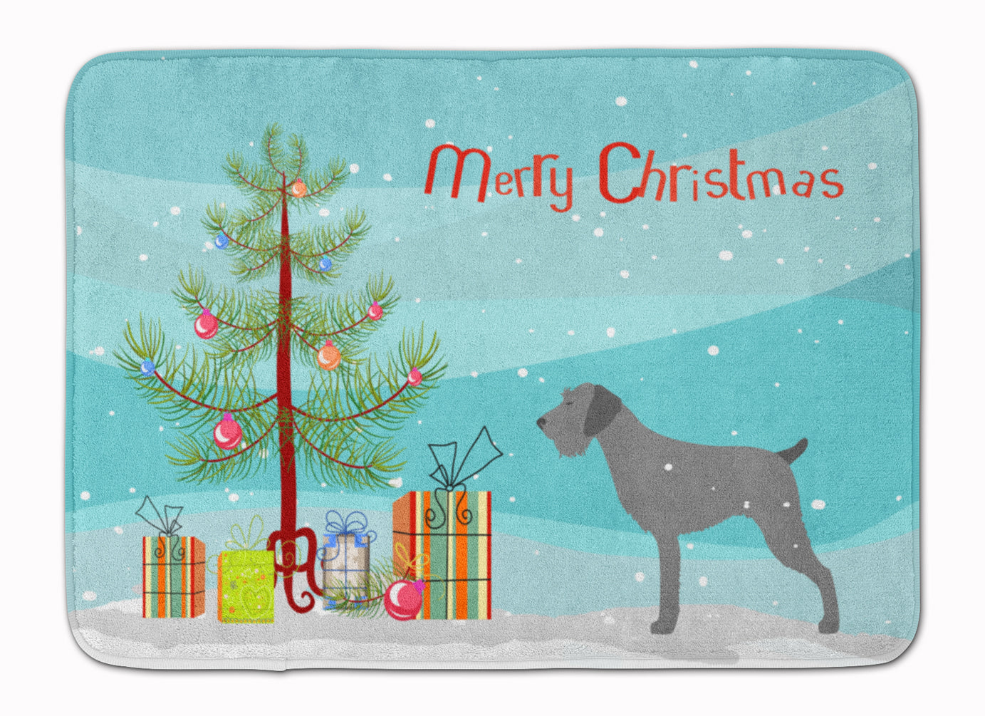 German Wirehaired Pointer Merry Christmas Tree Memory Foam Kitchen Mat Machine Washable Anti-Fatigue Cushion Comfort Bath or Kitchen Rug