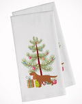English Cocker Spaniel Merry Christmas Tree Kitchen Towel Set of 2 White Dish Towels Decorative Bathroom Hand towel for Hand, Face, Hair, Yoga, Tea, Dishcloth, 19 X 28", White