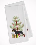 German Pinscher Merry Christmas Tree Kitchen Towel Set of 2 White Dish Towels Decorative Bathroom Hand towel for Hand, Face, Hair, Yoga, Tea, Dishcloth, 19 X 28", White