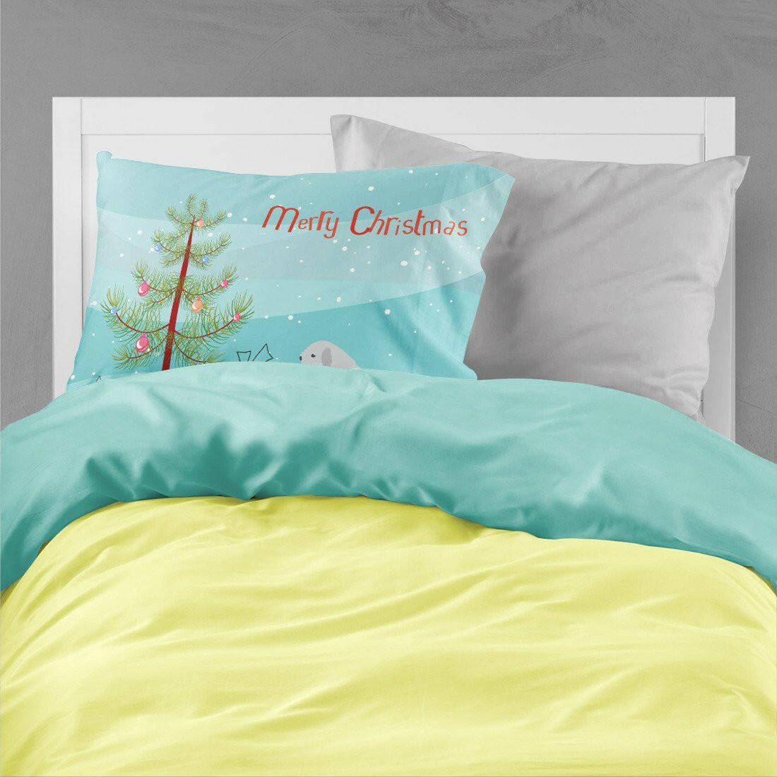 Spanish Water Dog Merry Christmas Tree Standard Pillowcase Lightweight Super Soft Easy Care Decorative Artwork Pillowcase, Standard