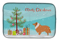 Collie Dog Merry Christmas Tree Dish Drying Mat Absorbent Dish Drying Mat Pad for Kitchen Counter Dish Drainer Mat for Countertop, 14 x 21", Multicolor