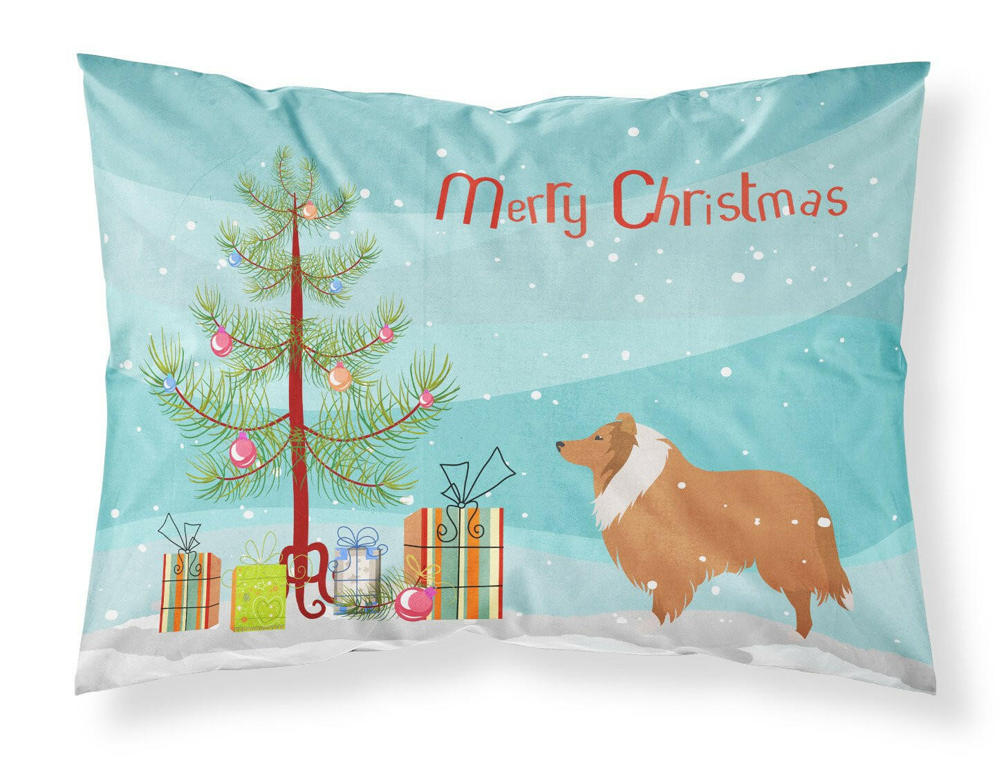 Collie Dog Merry Christmas Tree Standard Pillowcase Lightweight Super Soft Easy Care Decorative Artwork Pillowcase, Standard