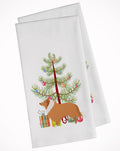Collie Dog Merry Christmas Tree Kitchen Towel Set of 2 White Dish Towels Decorative Bathroom Hand towel for Hand, Face, Hair, Yoga, Tea, Dishcloth, 19 X 28", White