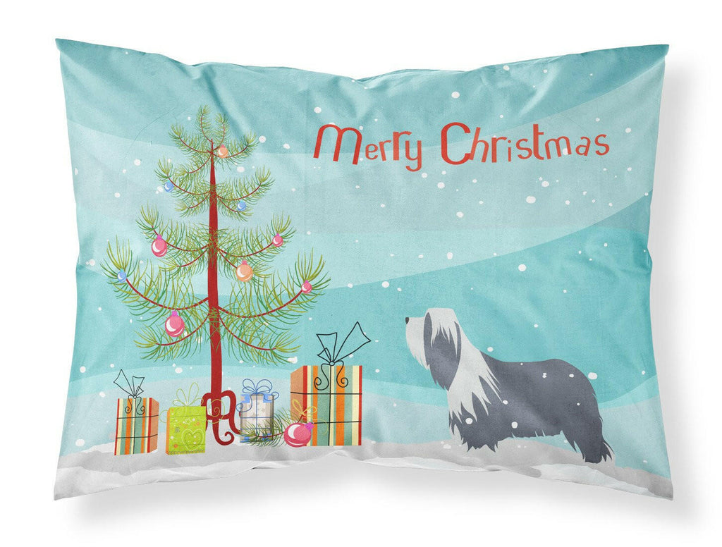 Bearded Collie Dog Merry Christmas Tree Standard Pillowcase Lightweight Super Soft Easy Care Decorative Artwork Pillowcase, Standard
