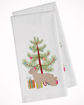 Pyrenean Shepherd Dog Merry Christmas Tree Kitchen Towel Set of 2 White Dish Towels Decorative Bathroom Hand towel for Hand, Face, Hair, Yoga, Tea, Dishcloth, 19 X 28", White