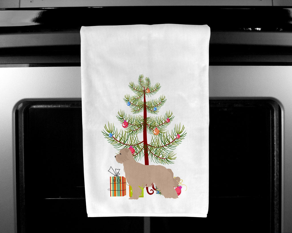 Pyrenean Shepherd Dog Merry Christmas Tree Kitchen Towel Set of 2 White Dish Towels Decorative Bathroom Hand towel for Hand, Face, Hair, Yoga, Tea, Dishcloth, 19 X 28", White