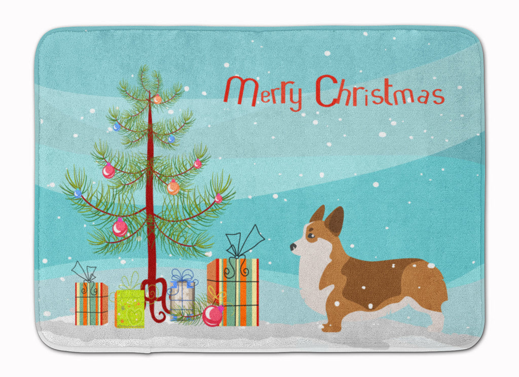 Corgi Merry Christmas Tree Memory Foam Kitchen Mat Machine Washable Anti-Fatigue Cushion Comfort Bath or Kitchen Rug
