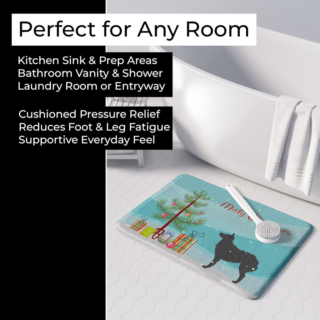 Croatian Sheepdog Merry Christmas Tree Memory Foam Kitchen Mat Machine Washable Anti-Fatigue Cushion Comfort Bath or Kitchen Rug