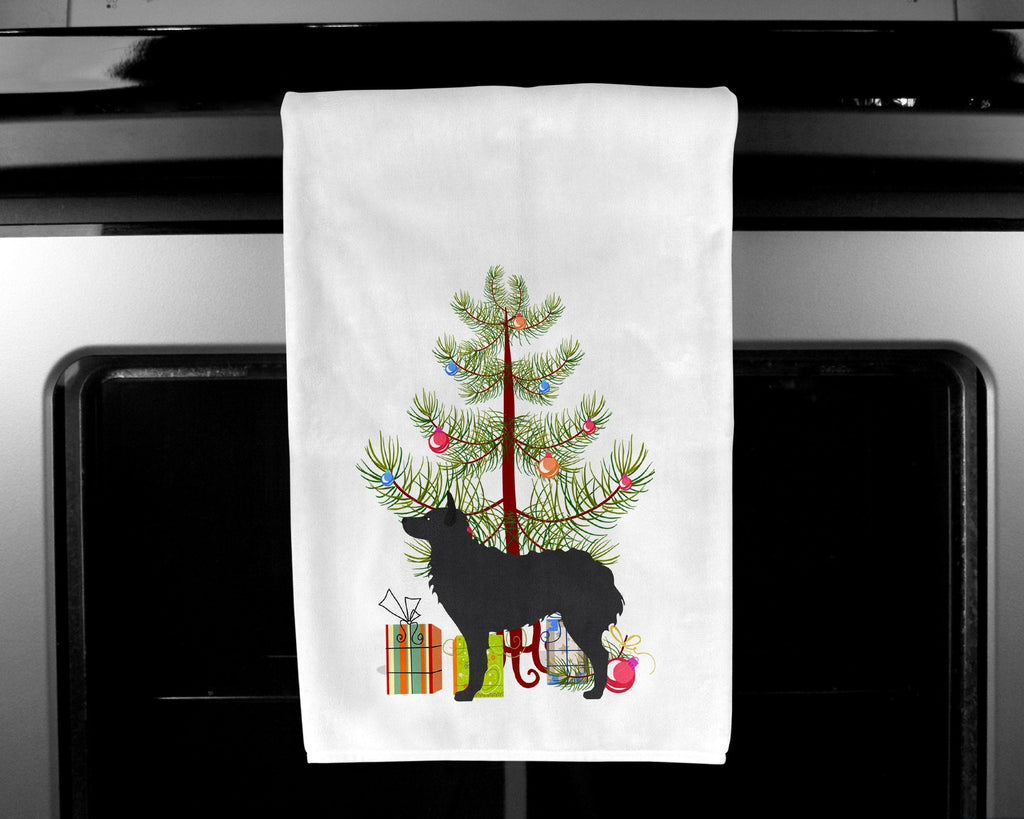 Croatian Sheepdog Merry Christmas Tree Kitchen Towel Set of 2 White Dish Towels Decorative Bathroom Hand towel for Hand, Face, Hair, Yoga, Tea, Dishcloth, 19 X 28", White