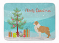 Red Border Collie Merry Christmas Tree Memory Foam Kitchen Mat Machine Washable Anti-Fatigue Cushion Comfort Bath or Kitchen Rug