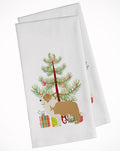 Red Border Collie Merry Christmas Tree Kitchen Towel Set of 2 White Dish Towels Decorative Bathroom Hand towel for Hand, Face, Hair, Yoga, Tea, Dishcloth, 19 X 28", White