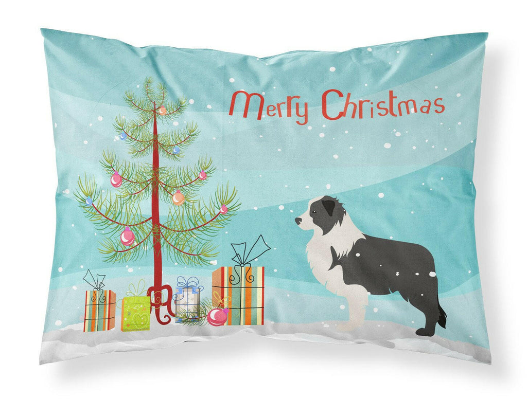 Black Border Collie Merry Christmas Tree Standard Pillowcase Lightweight Super Soft Easy Care Decorative Artwork Pillowcase, Standard