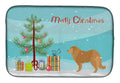 Caucasian Shepherd Dog Merry Christmas Tree Dish Drying Mat Absorbent Dish Drying Mat Pad for Kitchen Counter Dish Drainer Mat for Countertop, 14 x 21", Multicolor