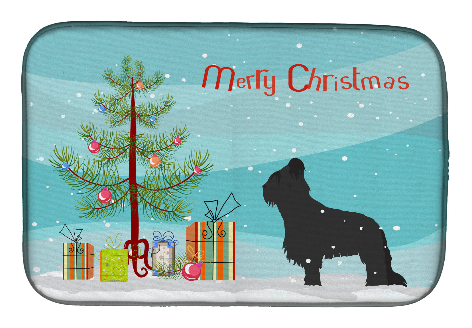 Briard Merry Christmas Tree Dish Drying Mat Absorbent Dish Drying Mat Pad for Kitchen Counter Dish Drainer Mat for Countertop, 14 x 21", Multicolor