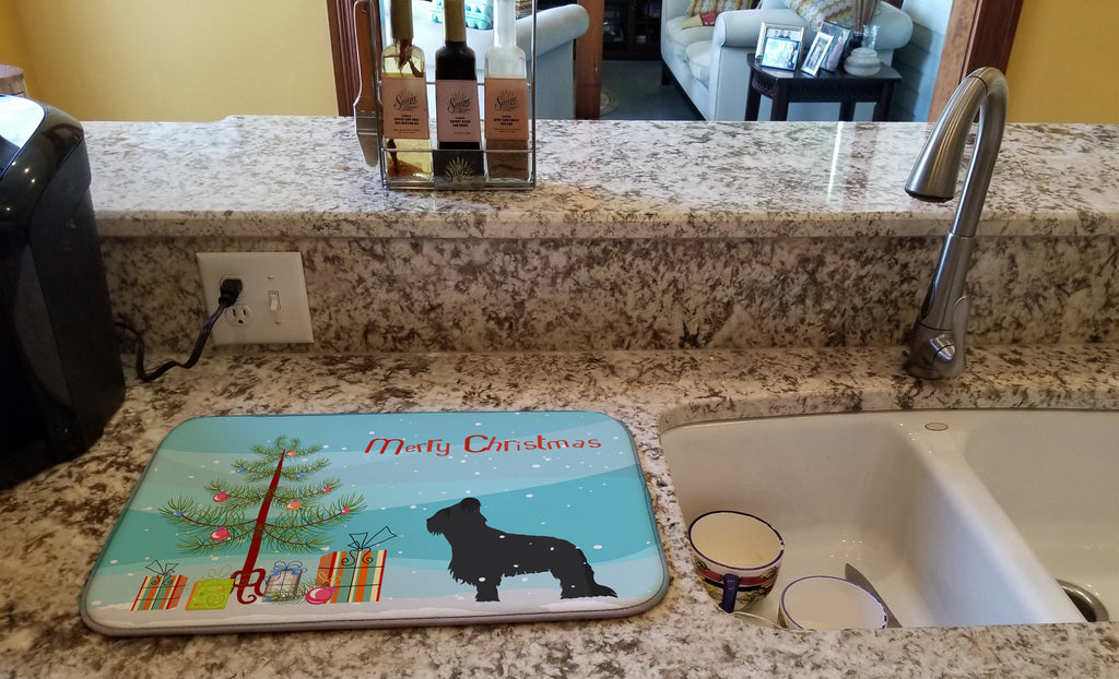 Briard Merry Christmas Tree Dish Drying Mat Absorbent Dish Drying Mat Pad for Kitchen Counter Dish Drainer Mat for Countertop, 14 x 21", Multicolor