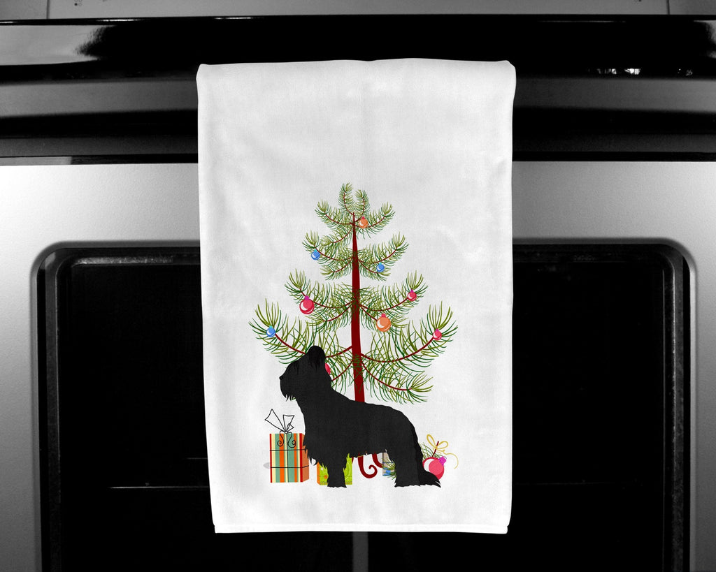 Briard Merry Christmas Tree Kitchen Towel Set of 2 White Dish Towels Decorative Bathroom Hand towel for Hand, Face, Hair, Yoga, Tea, Dishcloth, 19 X 28", White