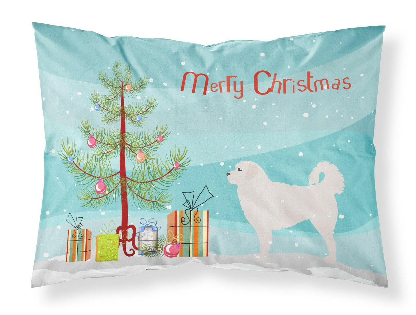 Polish Tatra Sheepdog Merry Christmas Tree Standard Pillowcase Lightweight Super Soft Easy Care Decorative Artwork Pillowcase, Standard