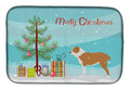 Central Asian Shepherd Dog Merry Christmas Tree Dish Drying Mat Absorbent Dish Drying Mat Pad for Kitchen Counter Dish Drainer Mat for Countertop, 14 x 21", Multicolor