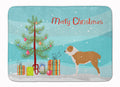 Central Asian Shepherd Dog Merry Christmas Tree Memory Foam Kitchen Mat Machine Washable Anti-Fatigue Cushion Comfort Bath or Kitchen Rug