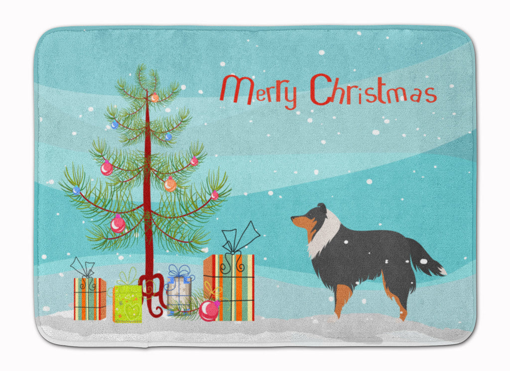 Sheltie/Shetland Sheepdog Merry Christmas Tree Memory Foam Kitchen Mat Machine Washable Anti-Fatigue Cushion Comfort Bath or Kitchen Rug