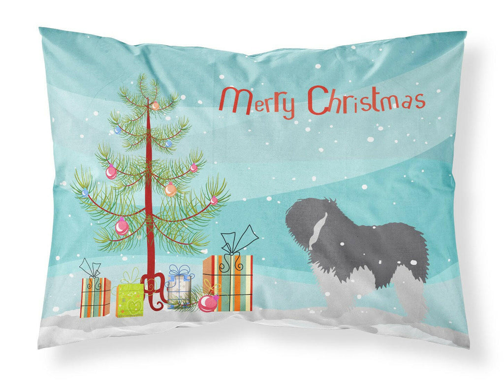 Polish Lowland Sheepdog Dog Merry Christmas Tree Standard Pillowcase Lightweight Super Soft Easy Care Decorative Artwork Pillowcase, Standard