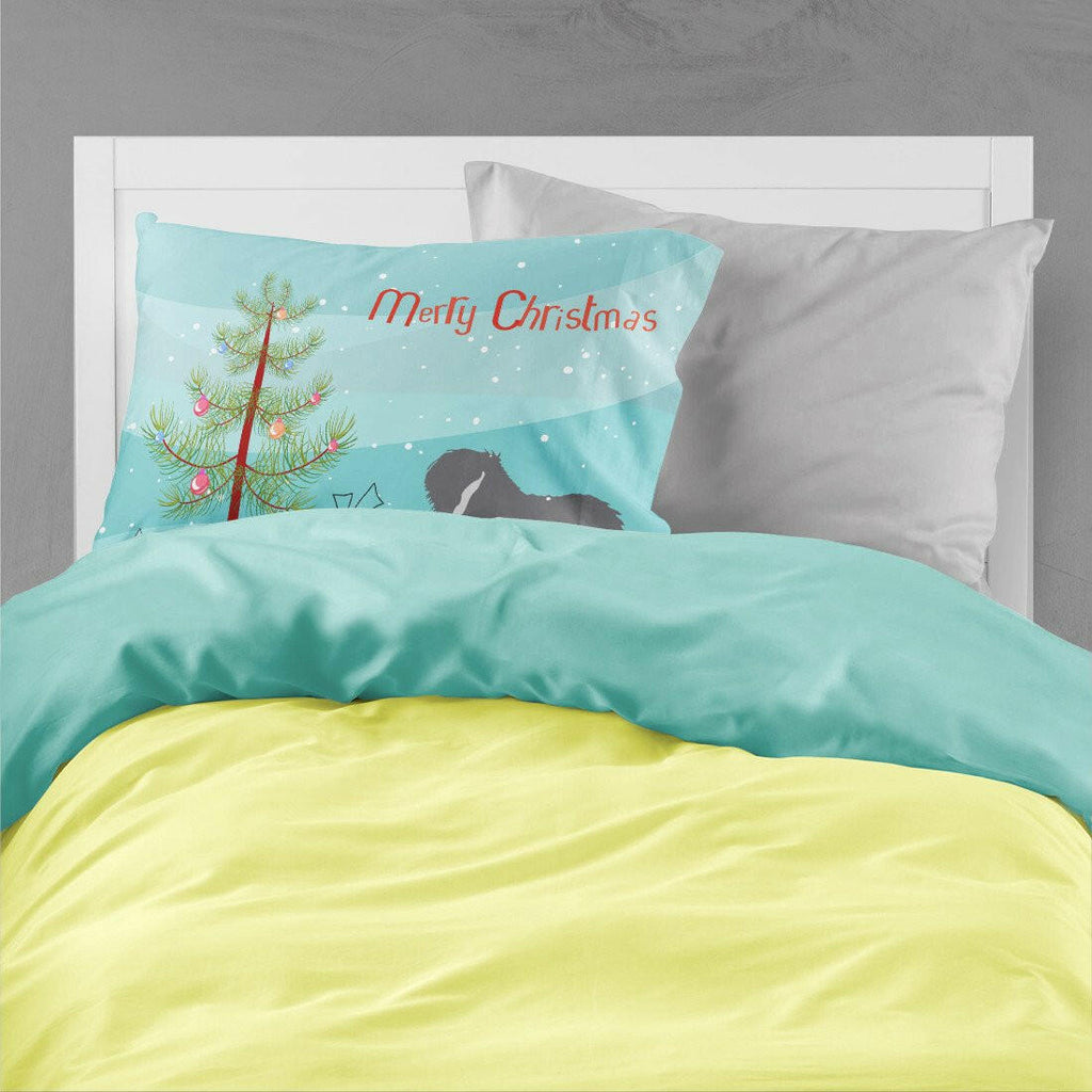 Polish Lowland Sheepdog Dog Merry Christmas Tree Standard Pillowcase Lightweight Super Soft Easy Care Decorative Artwork Pillowcase, Standard