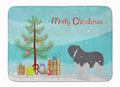 Polish Lowland Sheepdog Dog Merry Christmas Tree Memory Foam Kitchen Mat Machine Washable Anti-Fatigue Cushion Comfort Bath or Kitchen Rug
