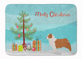 Australian Shepherd Dog Merry Christmas Tree Memory Foam Kitchen Mat Machine Washable Anti-Fatigue Cushion Comfort Bath or Kitchen Rug