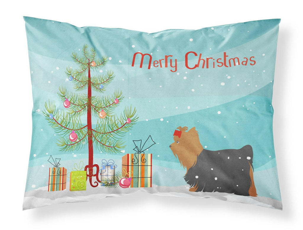Yorkshire Terrier Yorkie Merry Christmas Tree Standard Pillowcase Lightweight Super Soft Easy Care Decorative Artwork Pillowcase, Standard