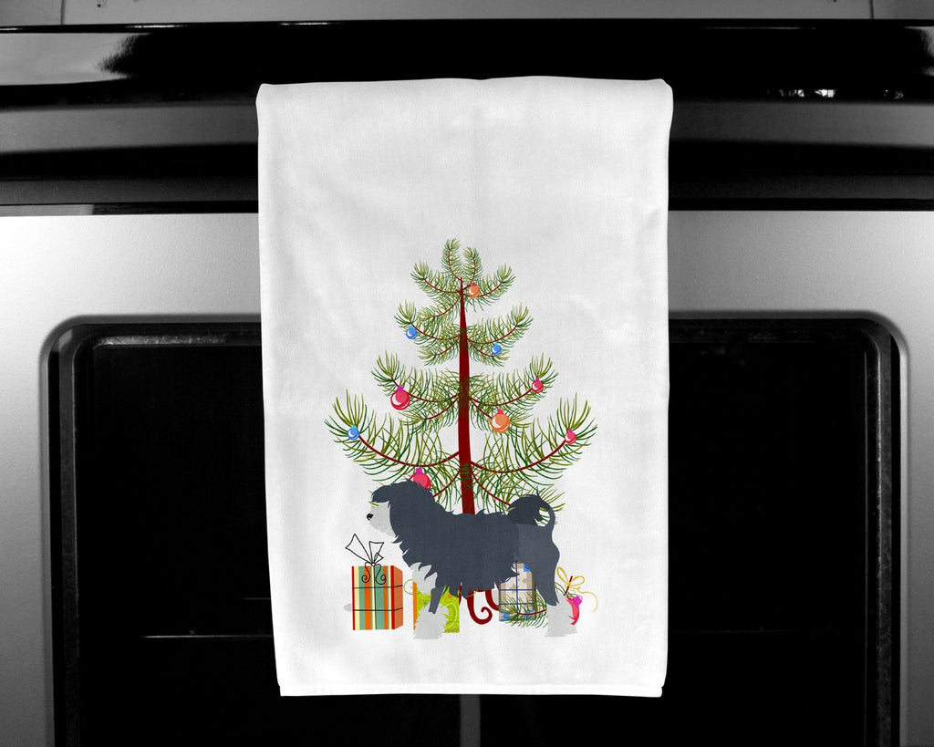 Lowchen Merry Christmas Tree Kitchen Towel Set of 2 White Dish Towels Decorative Bathroom Hand towel for Hand, Face, Hair, Yoga, Tea, Dishcloth, 19 X 28", White