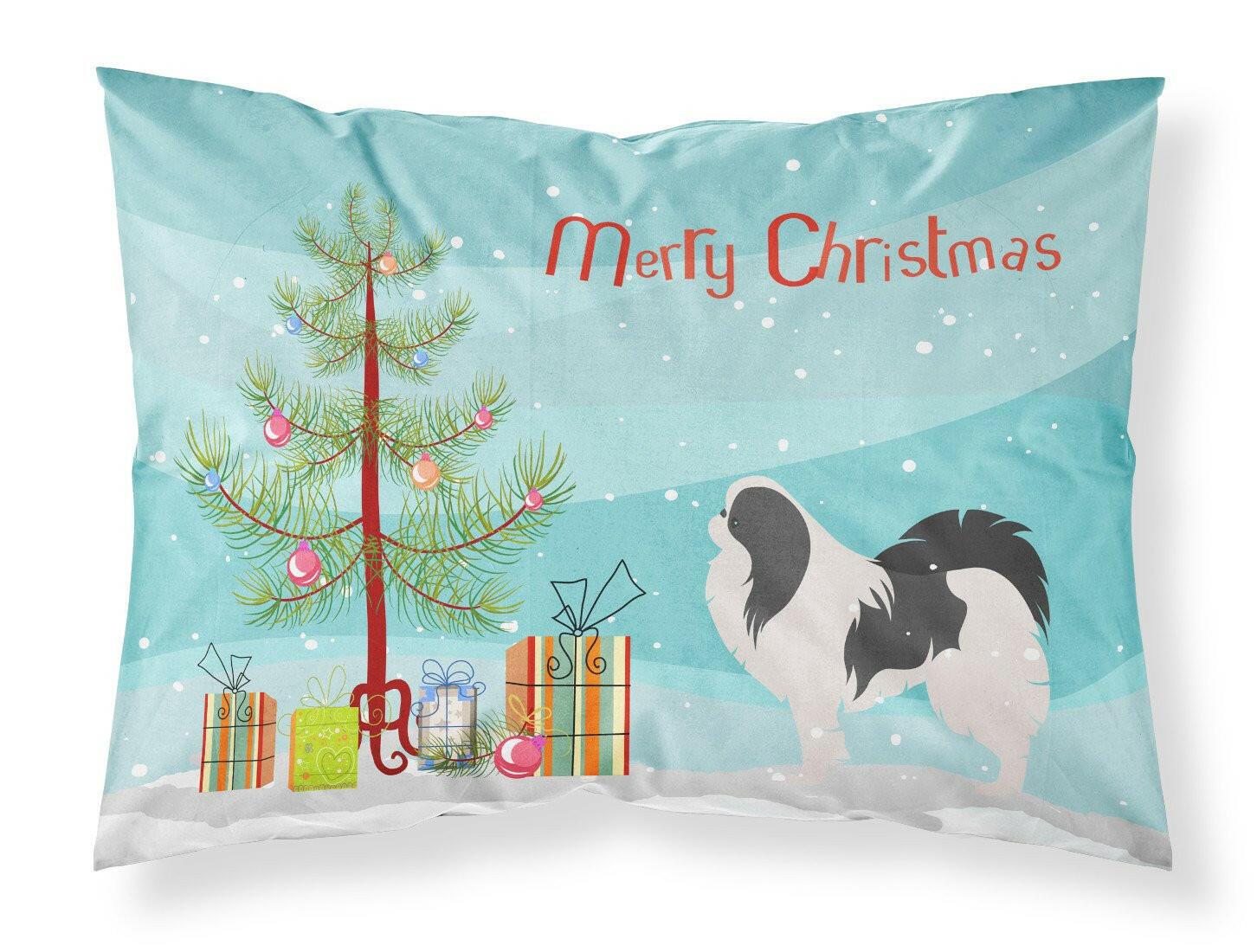 Japanese Chin Merry Christmas Tree Standard Pillowcase Lightweight Super Soft Easy Care Decorative Artwork Pillowcase, Standard