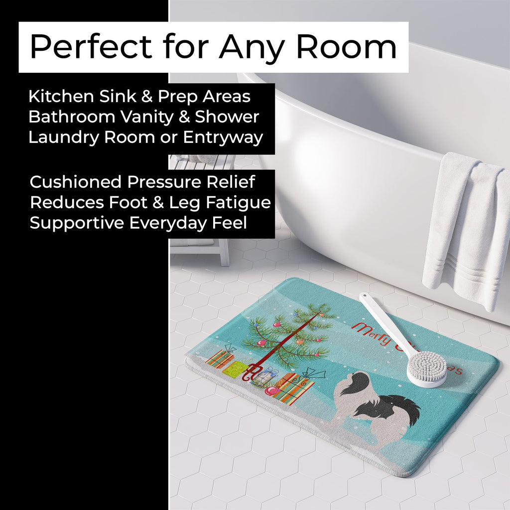 Japanese Chin Merry Christmas Tree Memory Foam Kitchen Mat Machine Washable Anti-Fatigue Cushion Comfort Bath or Kitchen Rug