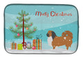 Pekingese Merry Christmas Tree Dish Drying Mat Absorbent Dish Drying Mat Pad for Kitchen Counter Dish Drainer Mat for Countertop, 14 x 21", Multicolor