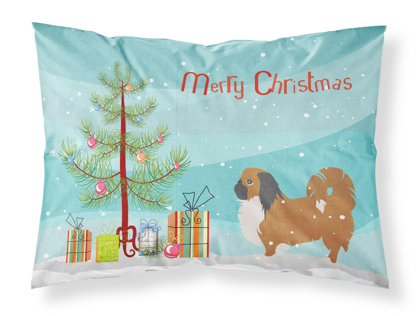 Pekingese Merry Christmas Tree Standard Pillowcase Lightweight Super Soft Easy Care Decorative Artwork Pillowcase, Standard