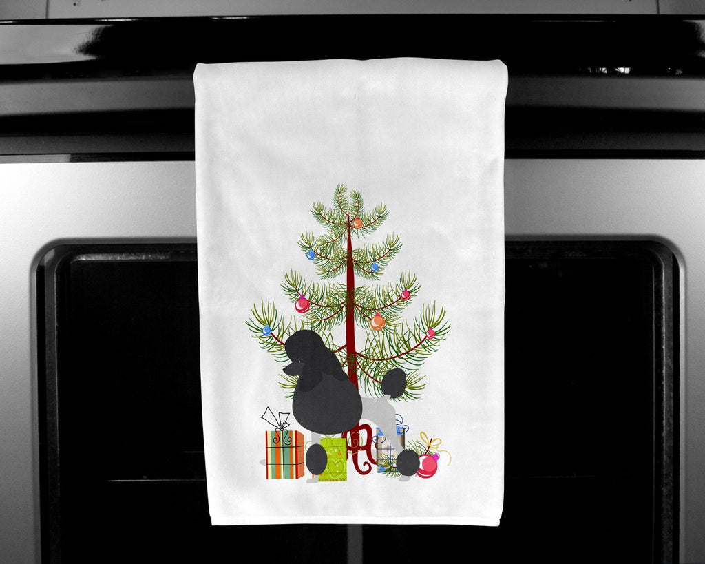 Poodle Merry Christmas Tree Kitchen Towel Set of 2 White Dish Towels Decorative Bathroom Hand towel for Hand, Face, Hair, Yoga, Tea, Dishcloth, 19 X 28", White