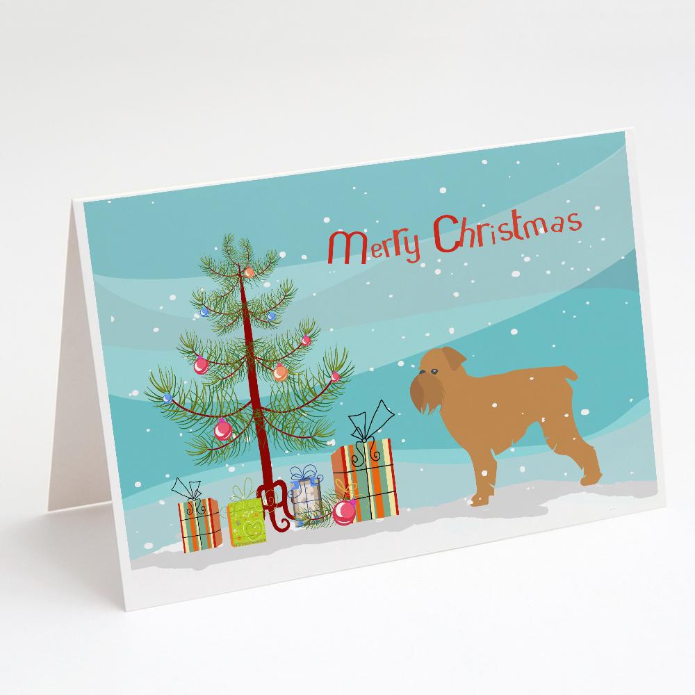 Brussels Griffon Merry Christmas Tree Greeting Cards Pack of 8 Blank Cards with Envelopes Whimsical A7 Size 5x7