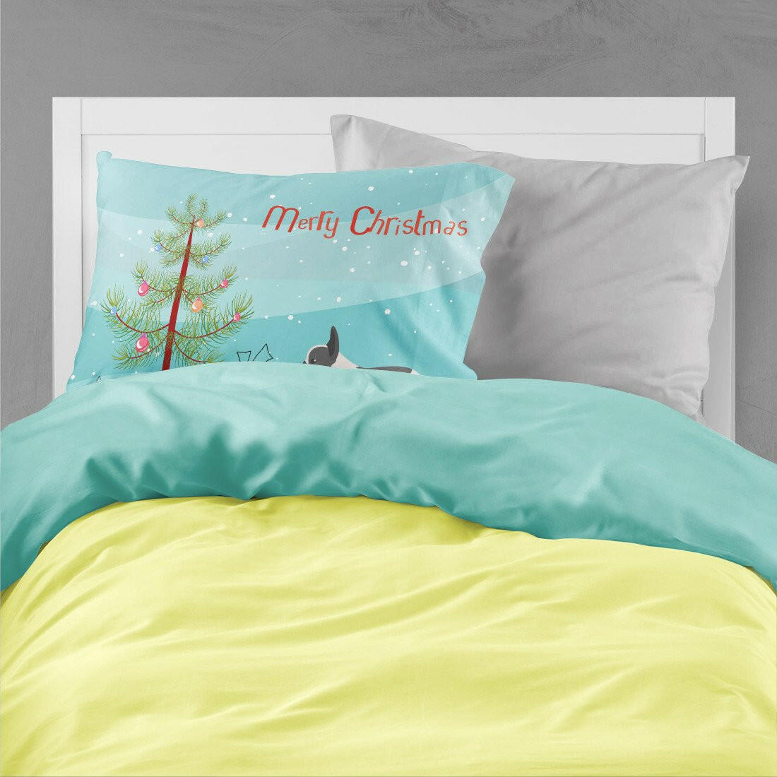 French Bulldog Merry Christmas Tree Standard Pillowcase Lightweight Super Soft Easy Care Decorative Artwork Pillowcase, Standard
