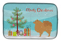 Pomeranian Merry Christmas Tree Dish Drying Mat Absorbent Dish Drying Mat Pad for Kitchen Counter Dish Drainer Mat for Countertop, 14 x 21", Multicolor