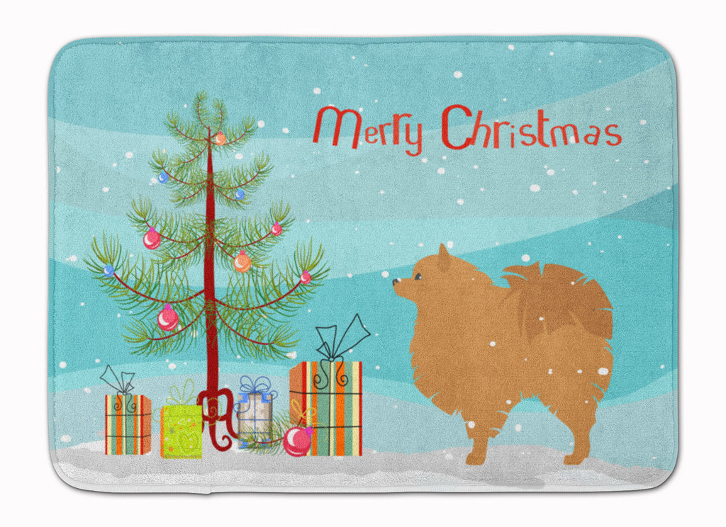 Pomeranian Merry Christmas Tree Memory Foam Kitchen Mat Machine Washable Anti-Fatigue Cushion Comfort Bath or Kitchen Rug