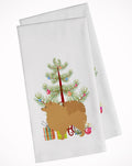 Pomeranian Merry Christmas Tree Kitchen Towel Set of 2 White Dish Towels Decorative Bathroom Hand towel for Hand, Face, Hair, Yoga, Tea, Dishcloth, 19 X 28", White