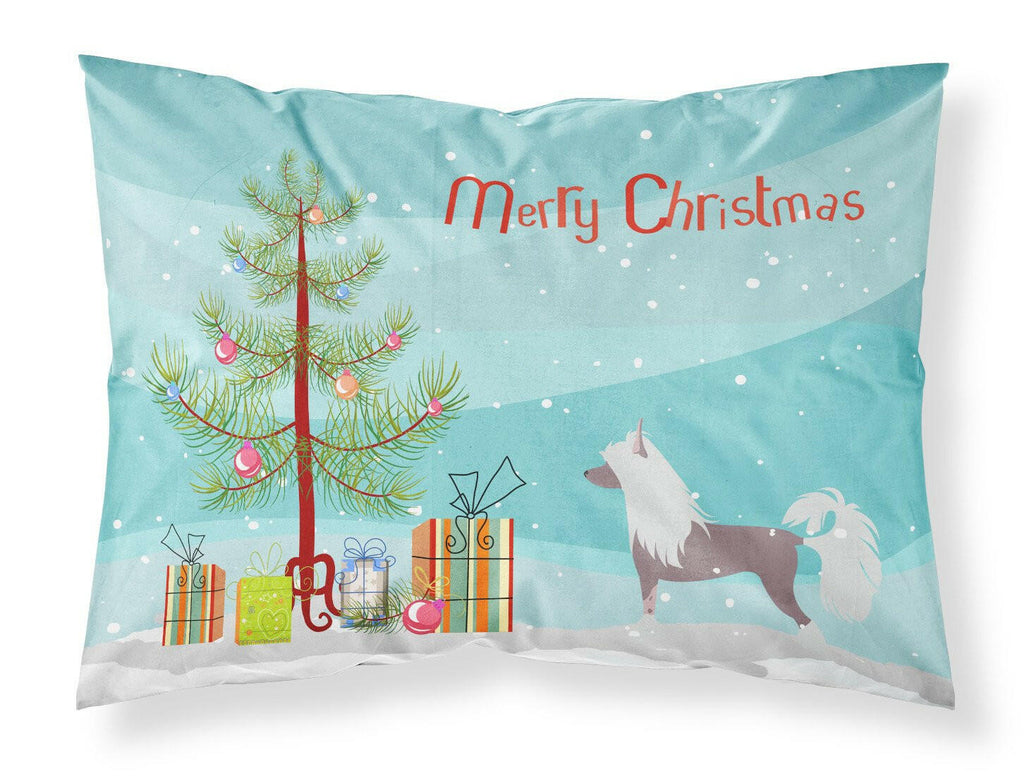 Chinese Crested Merry Christmas Tree Standard Pillowcase Lightweight Super Soft Easy Care Decorative Artwork Pillowcase, Standard