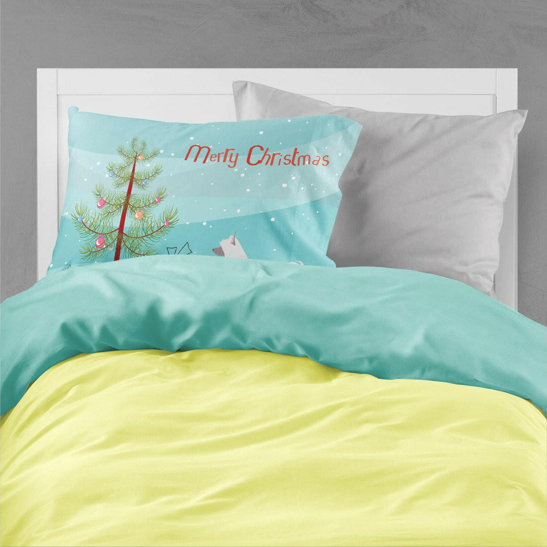 Chinese Crested Merry Christmas Tree Standard Pillowcase Lightweight Super Soft Easy Care Decorative Artwork Pillowcase, Standard
