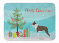 Boston Terrier Merry Christmas Tree Memory Foam Kitchen Mat Machine Washable Anti-Fatigue Cushion Comfort Bath or Kitchen Rug