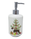 Boston Terrier Merry Christmas Tree Ceramic Soap Dispenser , Empty Refillable Hand Soap Pump Bottle for Bathroom Kitchen