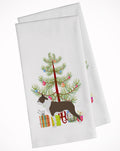 Boston Terrier Merry Christmas Tree Kitchen Towel Set of 2 White Dish Towels Decorative Bathroom Hand towel for Hand, Face, Hair, Yoga, Tea, Dishcloth, 19 X 28", White