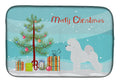 Bichon Frise Merry Christmas Tree Dish Drying Mat Absorbent Dish Drying Mat Pad for Kitchen Counter Dish Drainer Mat for Countertop, 14 x 21", Multicolor