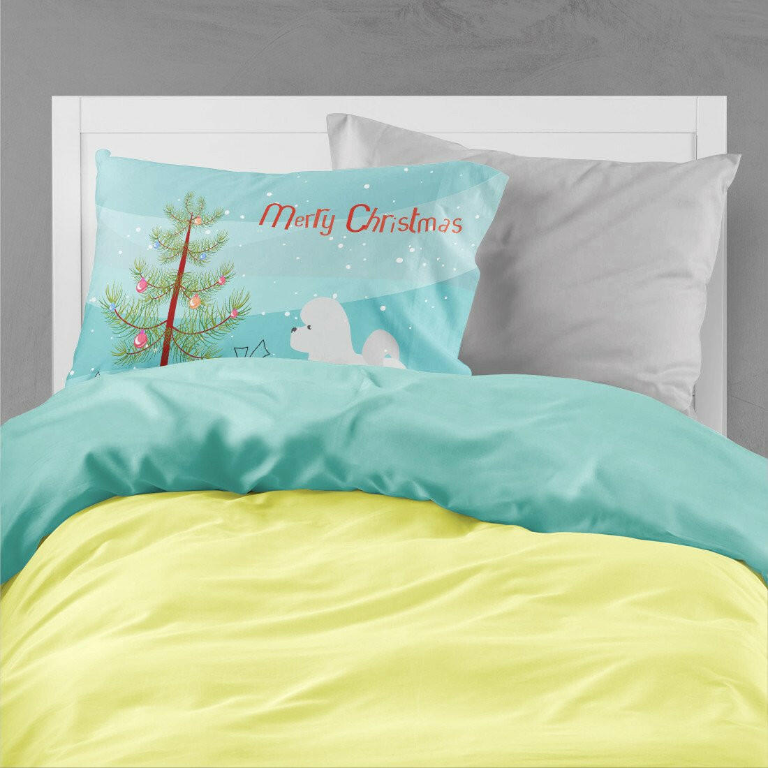 Bichon Frise Merry Christmas Tree Standard Pillowcase Lightweight Super Soft Easy Care Decorative Artwork Pillowcase, Standard