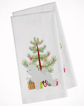 Bichon Frise Merry Christmas Tree Kitchen Towel Set of 2 White Dish Towels Decorative Bathroom Hand towel for Hand, Face, Hair, Yoga, Tea, Dishcloth, 19 X 28", White