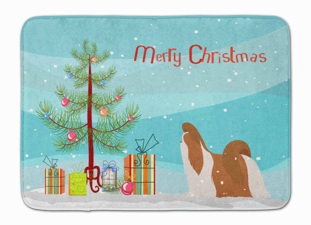 Shih Tzu Merry Christmas Tree Memory Foam Kitchen Mat Machine Washable Anti-Fatigue Cushion Comfort Bath or Kitchen Rug
