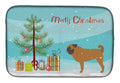 Pug Merry Christmas Tree Dish Drying Mat Absorbent Dish Drying Mat Pad for Kitchen Counter Dish Drainer Mat for Countertop, 14 x 21", Multicolor